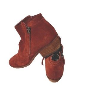 Sam Edelman Women's Packer Ankle Booties Red Burgundy Suede Double Zip Size 7.5